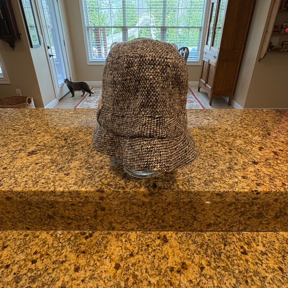 Vintage L.L Bean David Hanna Donegal Irish Wool Tweed Hat Black White